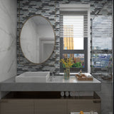 12 x 12 inch Glass Mosaic Tile with Silver Color and Glossy & Brushed Finish - BUILDMYPLACE