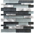 12 x 12 inch Glass Mosaic Tile with Silver Color and Glossy & Brushed Finish - BUILDMYPLACE