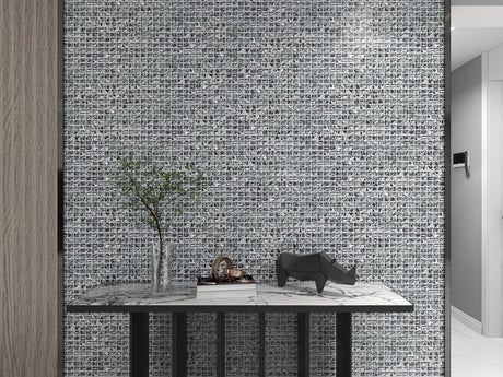 12 x 12 inch Glass mosaic Tile with Silver Color and Glossy Finish - BUILDMYPLACE