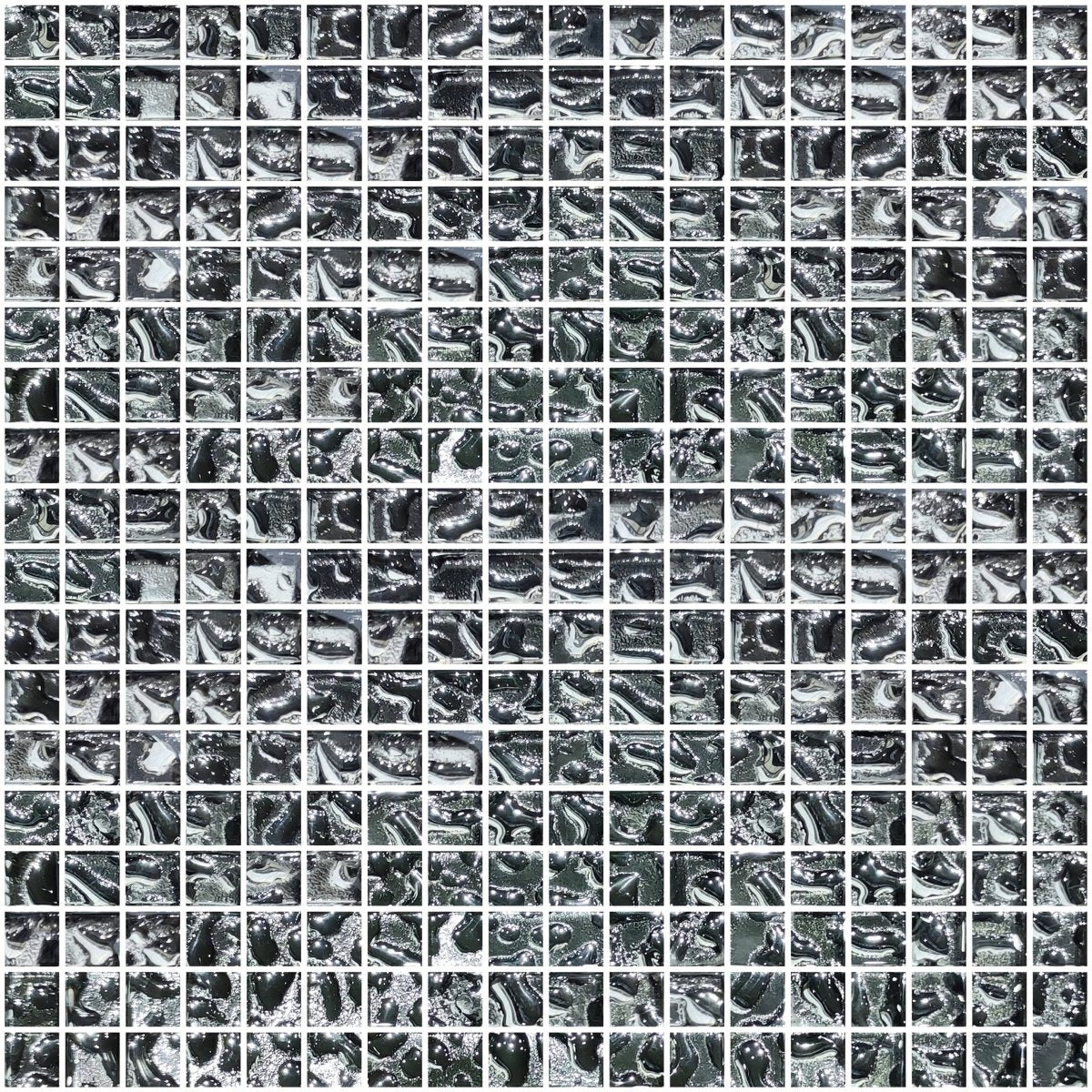 12 x 12 inch Glass mosaic Tile with Silver Color and Glossy Finish - BUILDMYPLACE