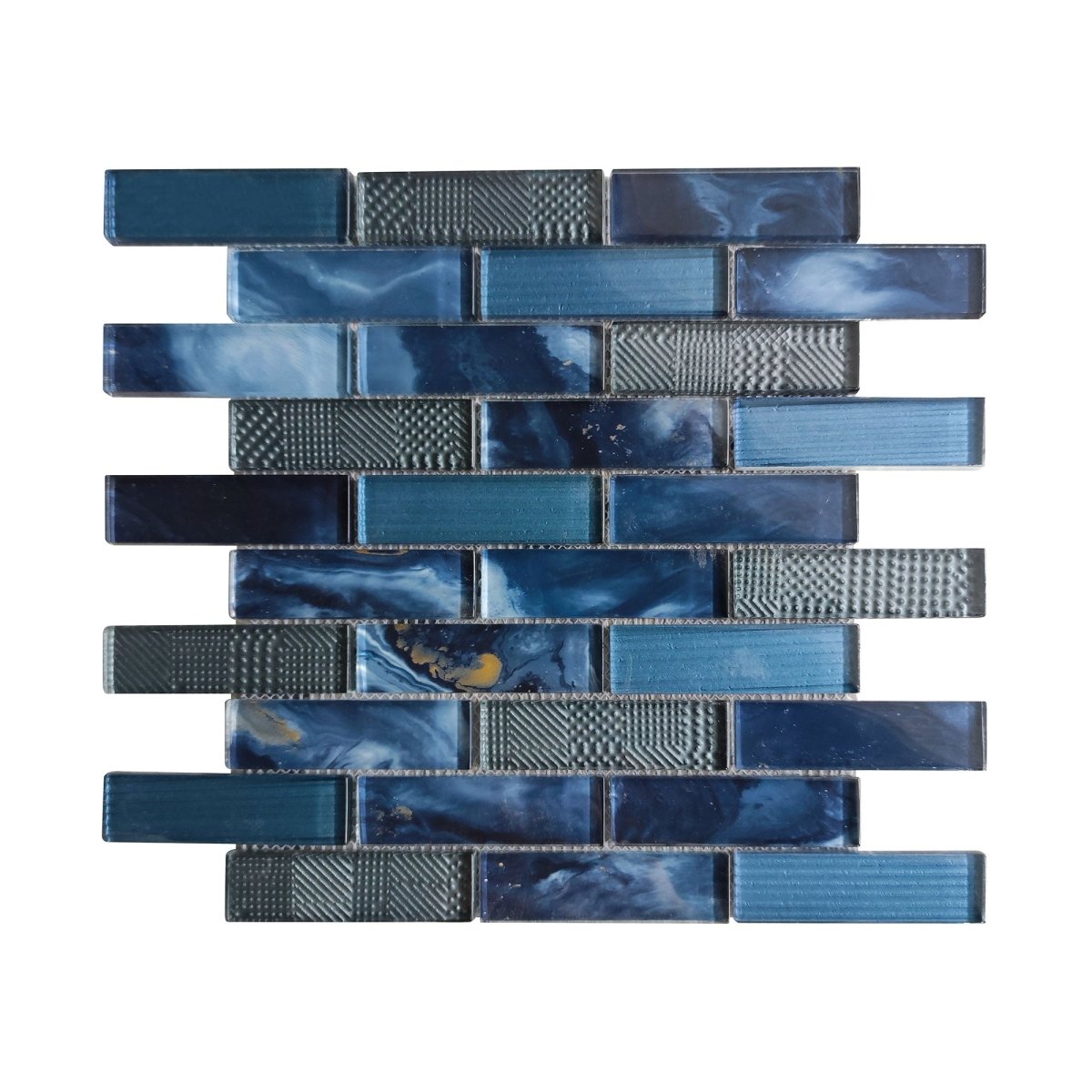 12 x 12 inch Mosaic Glass Tile with Blue Color and Glossy Finish - BUILDMYPLACE