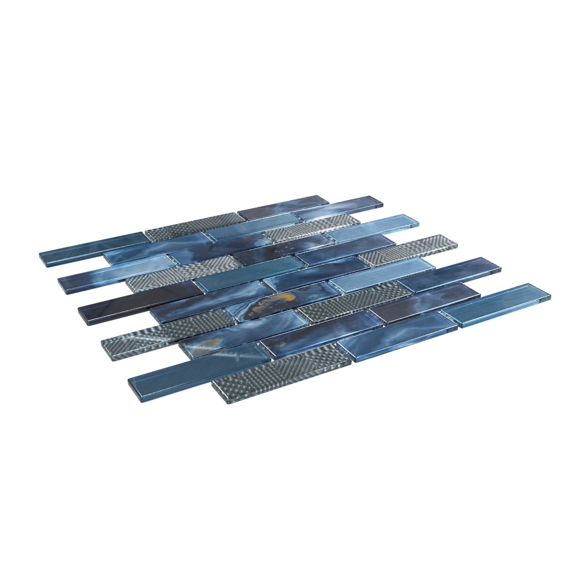 12 x 12 inch Mosaic Glass Tile with Blue Color and Glossy Finish - BUILDMYPLACE