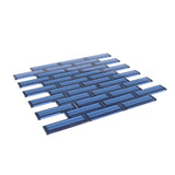 12 x 12 inch Mosaic Tile with Blue Color and Glossy & Beveled Finish - BUILDMYPLACE