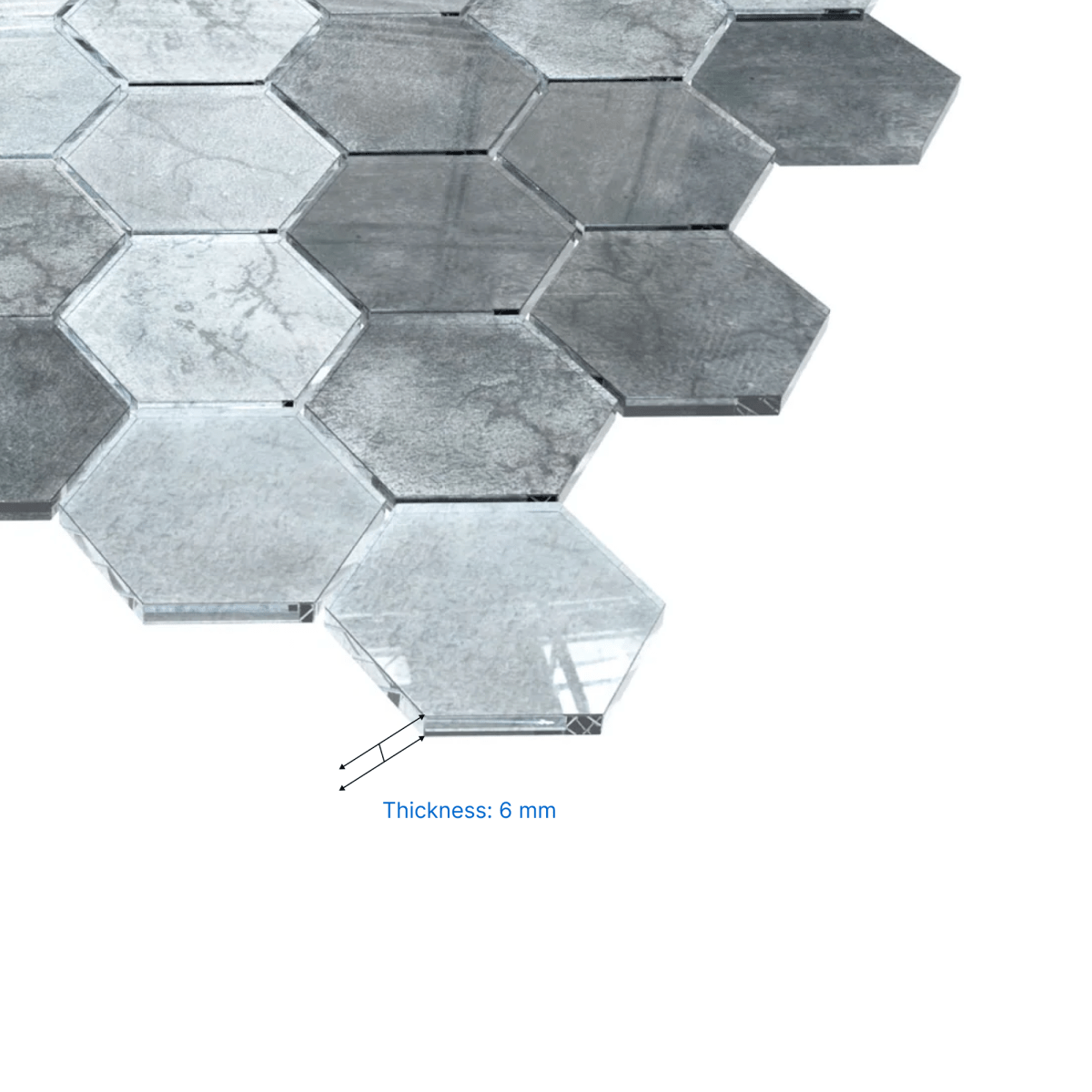 12 x 12 inch Mosaic Tile with Grey Color and Glossy Finish - BUILDMYPLACE