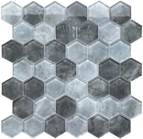 12 x 12 inch Mosaic Tile with Grey Color and Glossy Finish