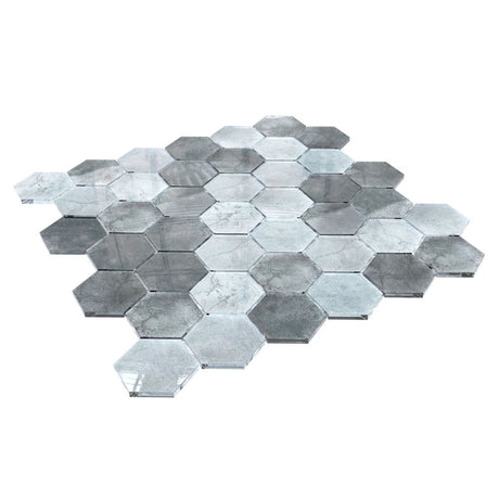 12 x 12 inch Mosaic Tile with Grey Color and Glossy Finish - BUILDMYPLACE