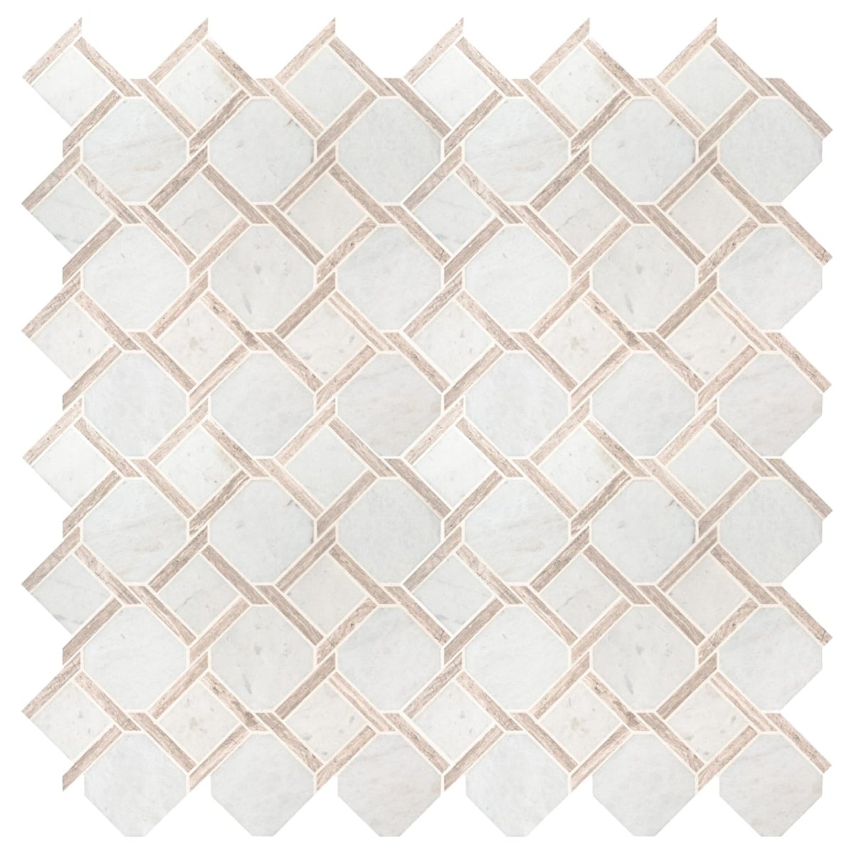 12" X 12" Marbella Lynx Polished Marble Mosaic Sheet (10SQ FT/CTN) - BUILDMYPLACE