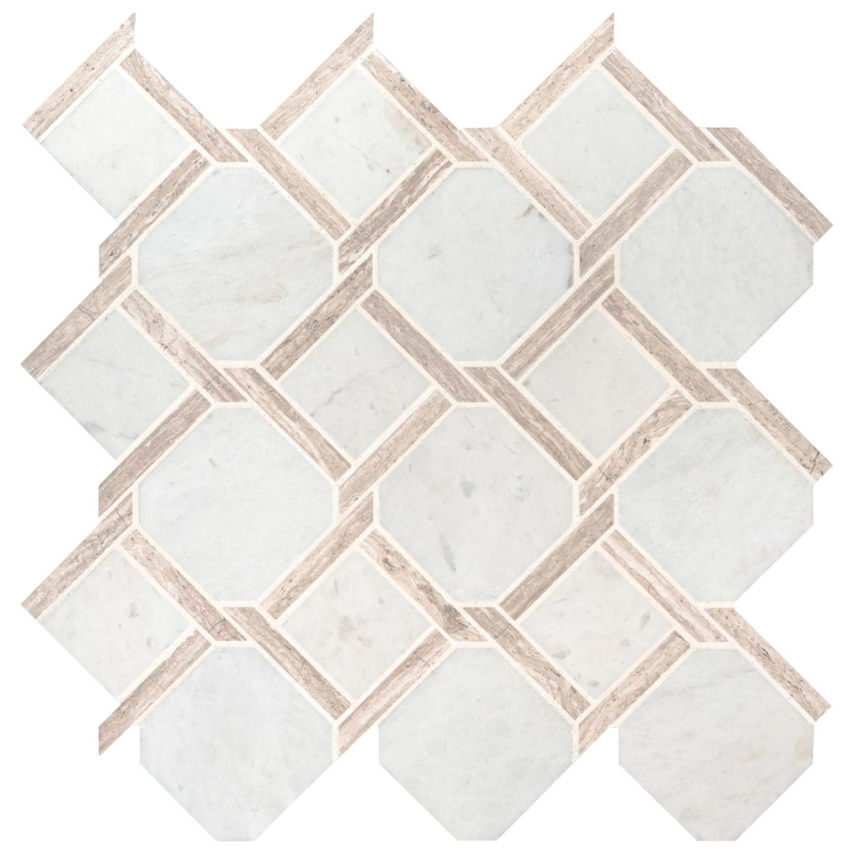 12" X 12" Marbella Lynx Polished Marble Mosaic Sheet (10SQ FT/CTN) - BUILDMYPLACE