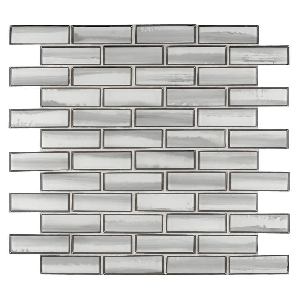 12" X 12" Ombre Grigia Beveled Dark Gray Glass Subway Mosaic Wall Tile (9.6SQ FT/CTN) - BUILDMYPLACE