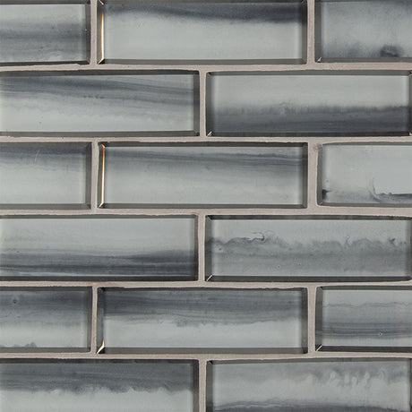 12" X 12" Ombre Grigia Beveled Dark Gray Glass Subway Mosaic Wall Tile (9.6SQ FT/CTN) - BUILDMYPLACE