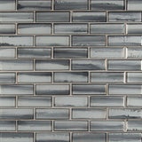 12" X 12" Ombre Grigia Beveled Dark Gray Glass Subway Mosaic Wall Tile (9.6SQ FT/CTN) - BUILDMYPLACE