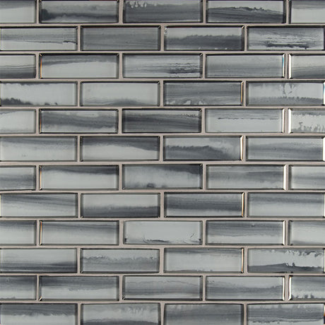 12" X 12" Ombre Grigia Beveled Dark Gray Glass Subway Mosaic Wall Tile (9.6SQ FT/CTN) - BUILDMYPLACE