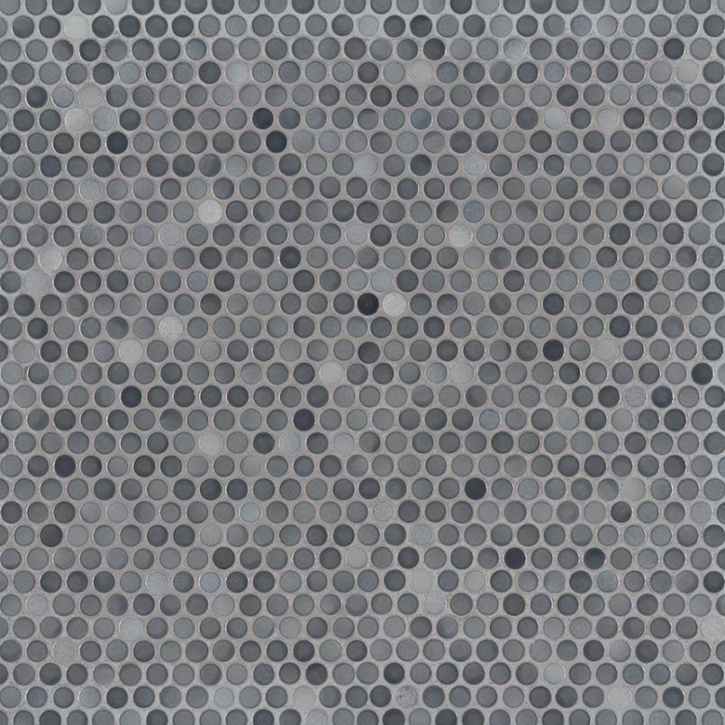 12" X 12" Penny Round Grigio Mix Glossy Darkn Gray Porcelain Mosaic Sheet (14.4SQ FT/CTN) - BUILDMYPLACE