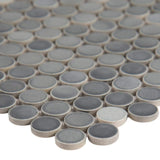 12" X 12" Penny Round Grigio Mix Glossy Darkn Gray Porcelain Mosaic Sheet (14.4SQ FT/CTN) - BUILDMYPLACE