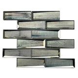 12" X 12" X 8 mm Blue & Gray Wood Grain 3D Glass Mosaic - BUILDMYPLACE