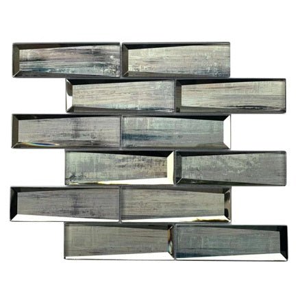 12" X 12" X 8 mm Blue & Gray Wood Grain 3D Glass Mosaic - BUILDMYPLACE