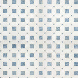 12" X 13" Azula Hatchwork Polished Blue & Cool - White Marble Geometric Mosaic Wall Tile (10SQ FT/CTN) - BUILDMYPLACE