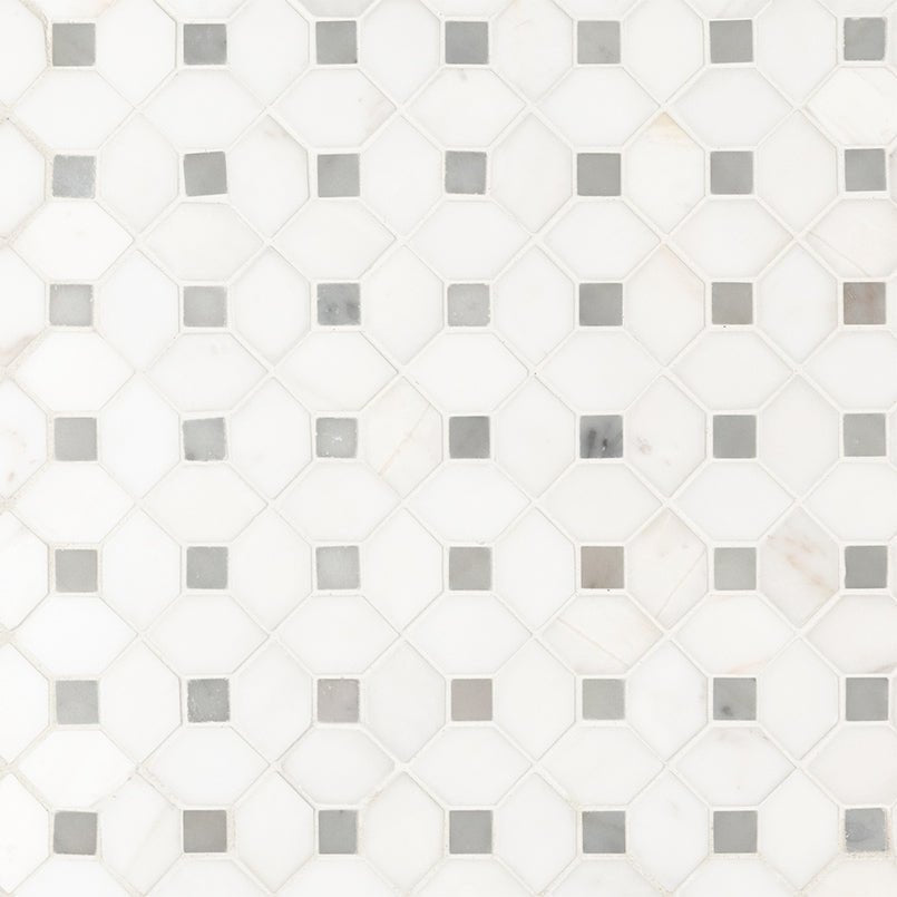 12" X 13" Bianco Dolomite Polished Dotty Pattern Mosaic Sheet (10.6SQ FT/CTN) - BUILDMYPLACE