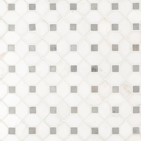 12" X 13" Bianco Dolomite Polished Dotty Pattern Mosaic Sheet (10.6SQ FT/CTN) - BUILDMYPLACE