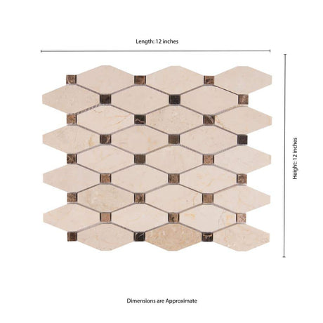 12" X 13" Valencia Blend Elongated Octagon Polished Beige Marble Mosaic Sheet (11SQ FT/CTN) - BUILDMYPLACE