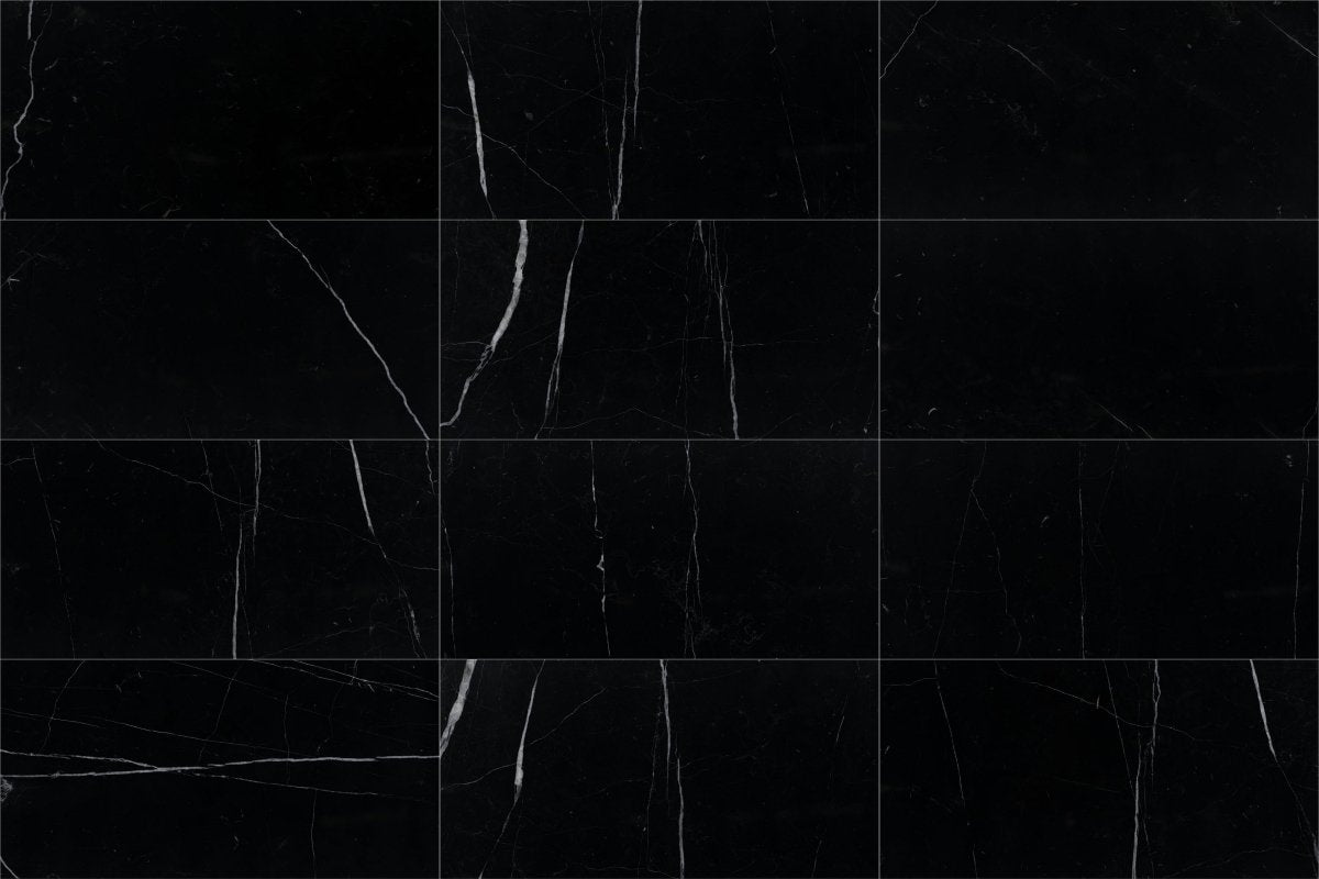 12 x 24 in. Nero Marquina Black Polished Marble Tile - BUILDMYPLACE