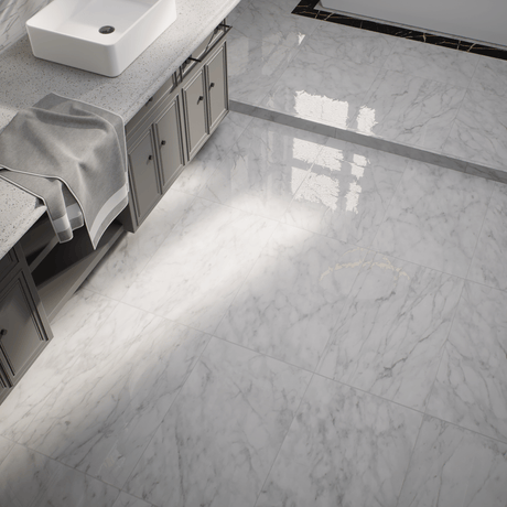 12 X 24 In Plata Carrara Polished Rectified Glazed Porcelain - BUILDMYPLACE