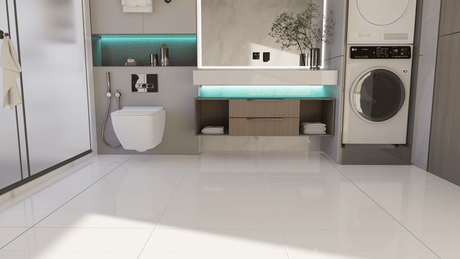 12 x 24 in Prima True White Polished Rectified Glazed Porcelain Tile - BUILDMYPLACE