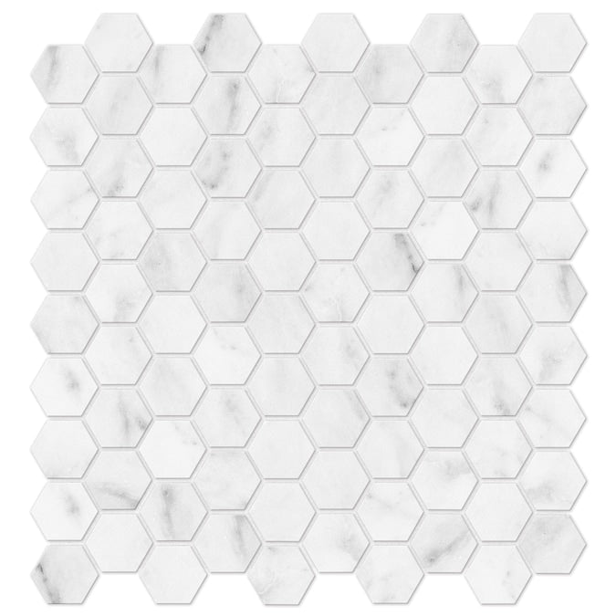 1.25 In Hexagon Bianco Venatino Honed Marble Mosaic - BUILDMYPLACE