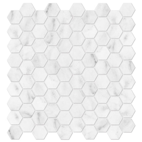 1.25 In Hexagon Bianco Venatino Honed Marble Mosaic - BUILDMYPLACE