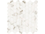 1.25 In Hexagon Mayfair Calacatta Oro Polished Glazed Porcelain Mosaic - BUILDMYPLACE