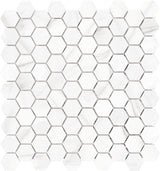 1.25 In Hexagon Mayfair Volakas Polished Glazed Porcelain Mosaic - BUILDMYPLACE