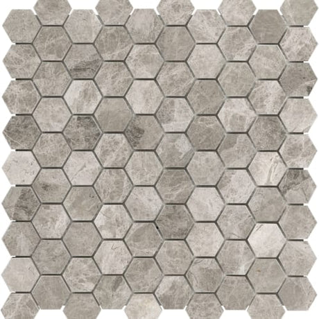 1.25 In Hexagon Phantasie Gray Polished Marble Mosaic - BUILDMYPLACE