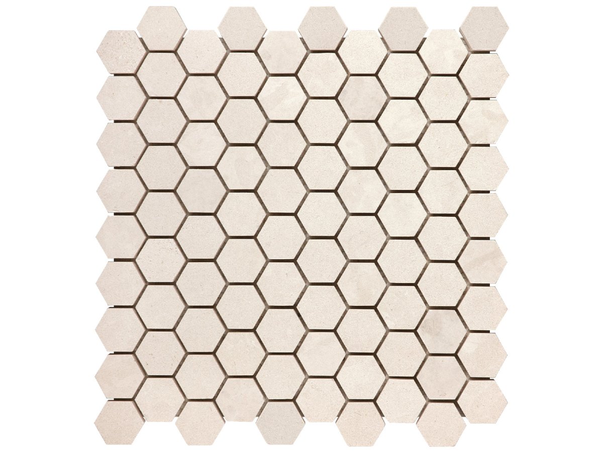 1.25 In Hexagon Serene Ivory Honed Limestone Mosaic - BUILDMYPLACE