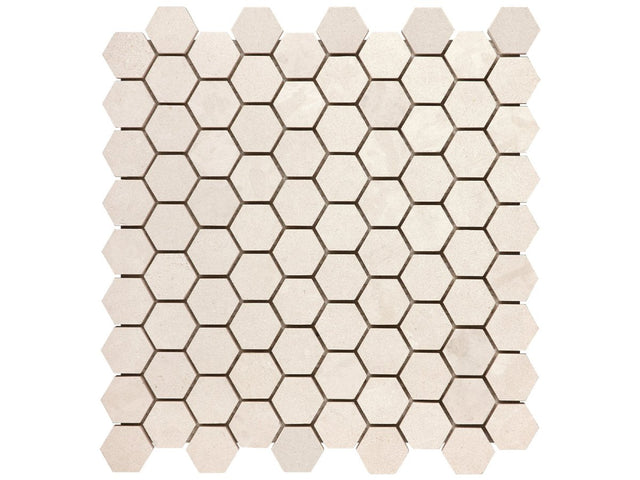 1.25 In Hexagon Serene Ivory Polished Limestone Mosaic - BUILDMYPLACE