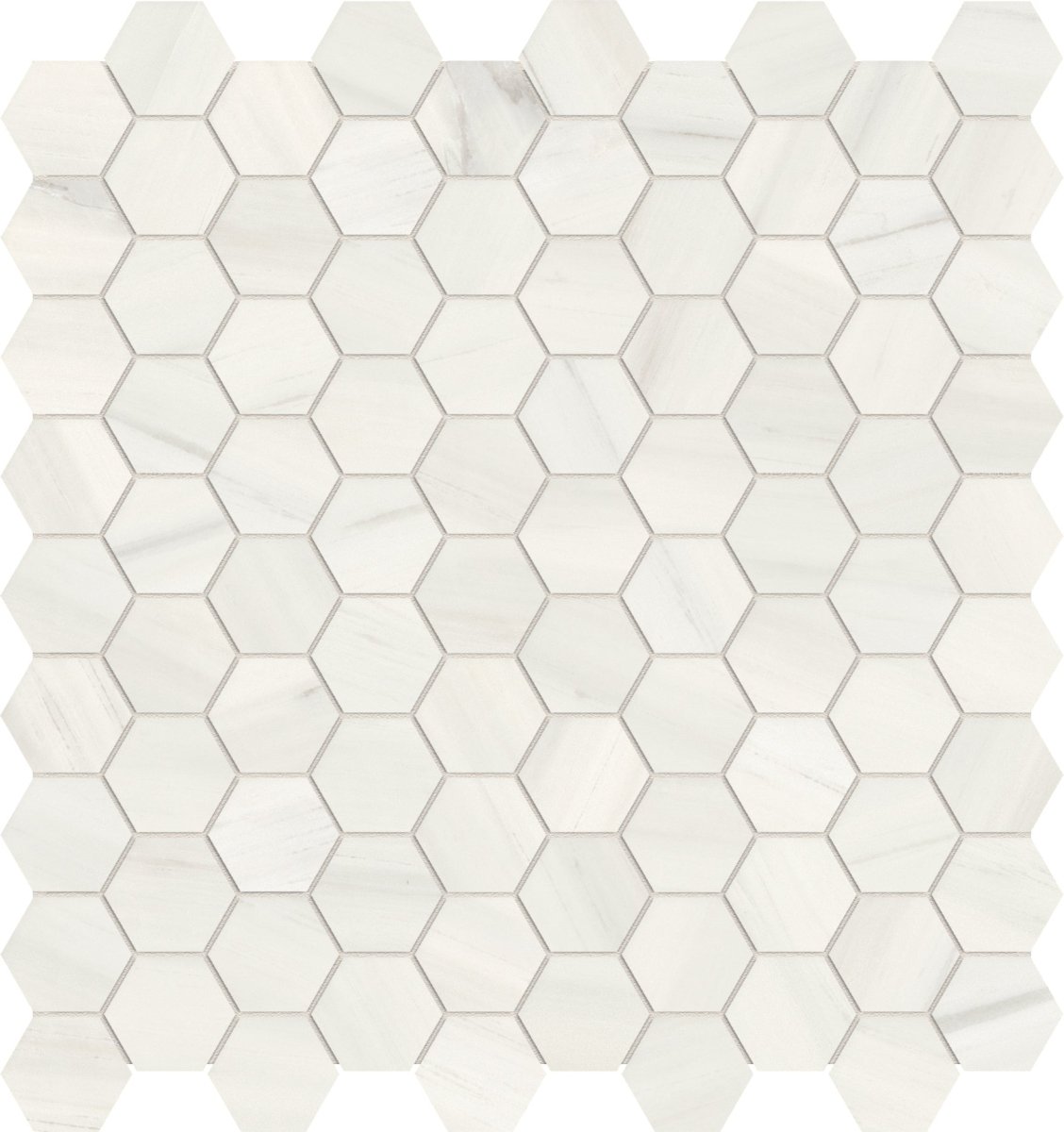 1.25 in. Mayfair Suave Bianco Hexagon Polished Glazed Porcelain Mosaic - BUILDMYPLACE