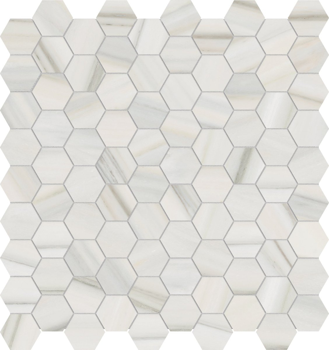 1.25 in. Mayfair Zebrino Hexagon Polished Glazed Porcelain Mosaic - BUILDMYPLACE