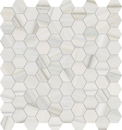 1.25 in. Mayfair Zebrino Hexagon Polished Glazed Porcelain Mosaic