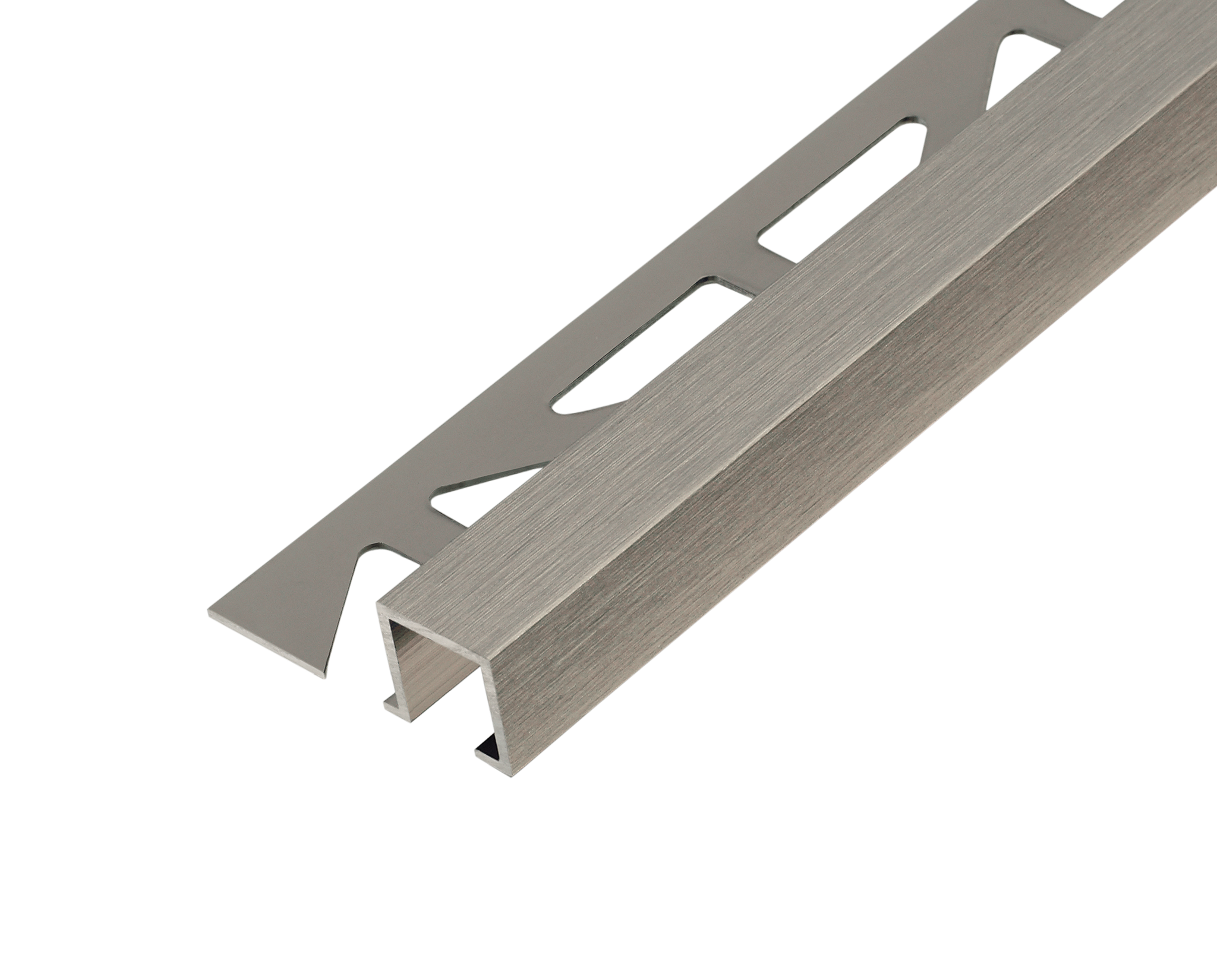 Dural Squareline Profile 7/16 in. Square Edge - Nickel - High Gloss Anodized Brushed - Tile edge Trim