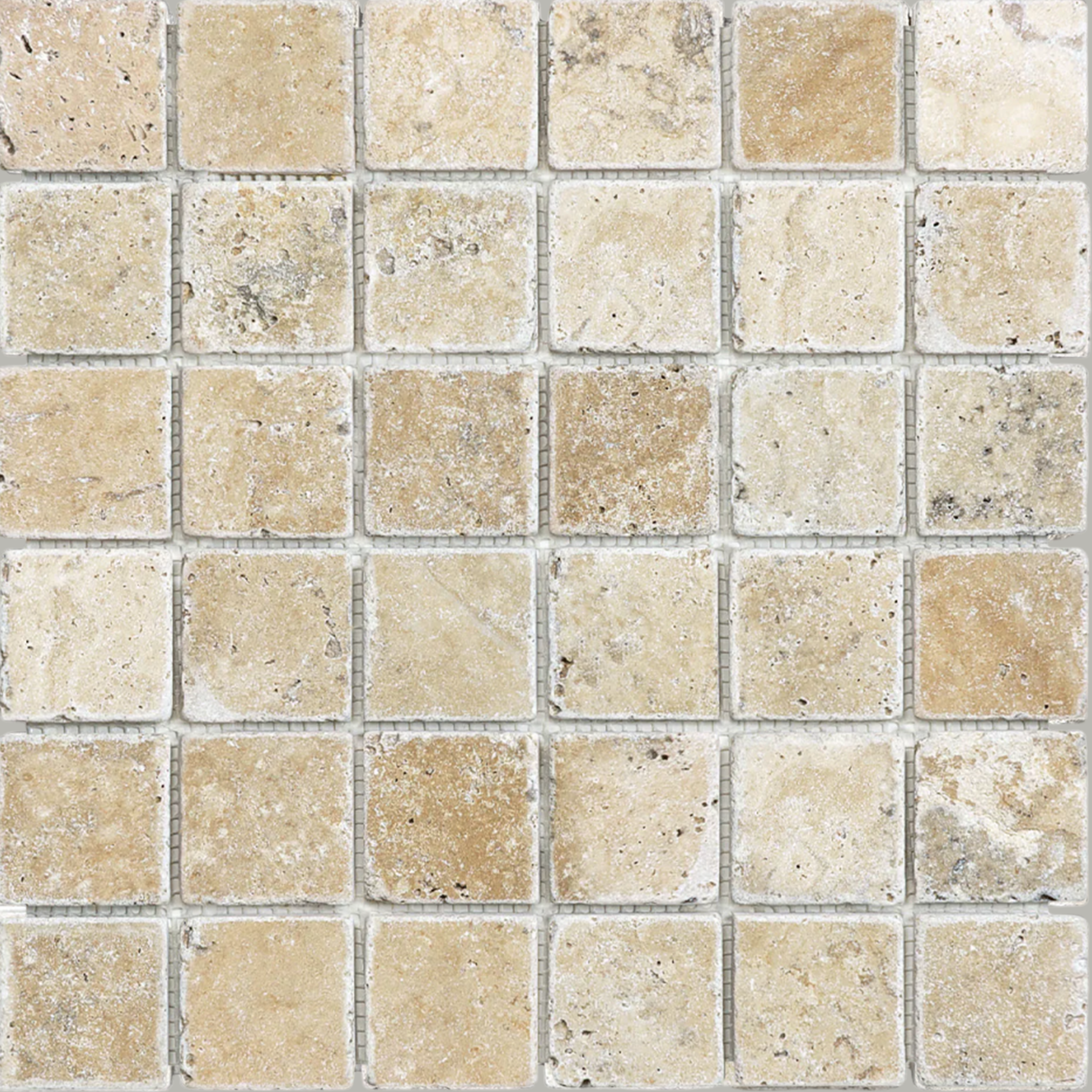 2 X 2 In Picasso Tumbled Travertine Mosaic