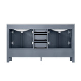 Jacques Dark Grey Freestanding Bathroom Vanity with White Carrara Marble Top, White Square Sink