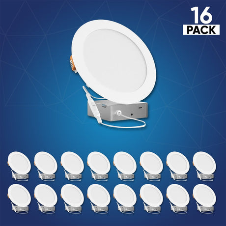 12W 6 in. Ultra - Thin LED Recessed Ceiling Lights: Junction Box, 900LM, Damp Location, Triac Dimmable Downlight, ETL & Energy Star Listed - BUILDMYPLACE