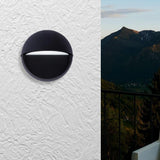 12W, Decorative LED Outdoor Wall Sconce, Half Round, Dimmable, ETL Listed, Frosted Glass Shade, Wet Location, 3000K/5000K, Deck Rail Lighting, Black - BUILDMYPLACE
