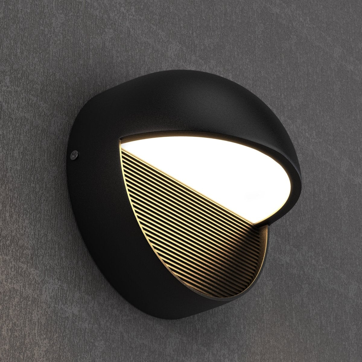 12W, Decorative LED Outdoor Wall Sconce, Half Round, Dimmable, ETL Listed, Frosted Glass Shade, Wet Location, 3000K/5000K, Deck Rail Lighting, Black - BUILDMYPLACE