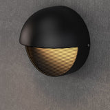 12W, Decorative LED Outdoor Wall Sconce, Half Round, Dimmable, ETL Listed, Frosted Glass Shade, Wet Location, 3000K/5000K, Deck Rail Lighting, Black - BUILDMYPLACE