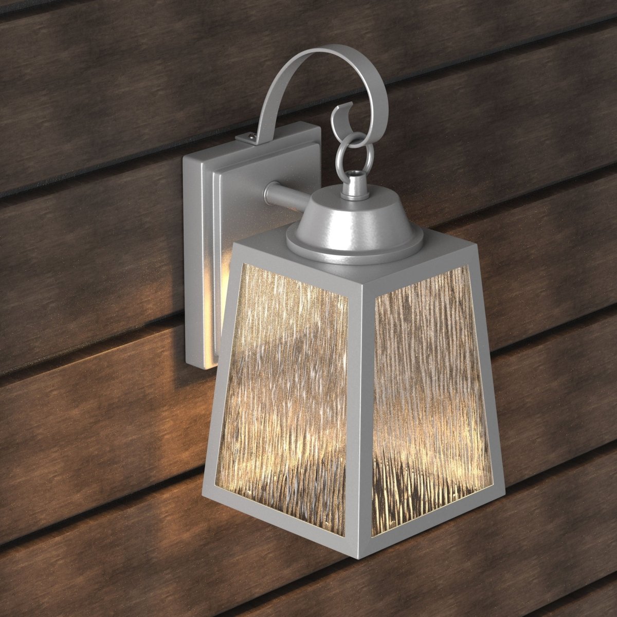 12W LED Outdoor Wall Lantern Fixture with Water Glass Shade, 4000K (Cool White), Dimmable, ETL Listed - BUILDMYPLACE