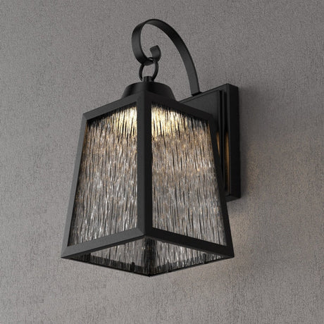 12W LED Outdoor Wall Lantern Fixture with Water Glass Shade, 4000K (Cool White), Dimmable, ETL Listed - BUILDMYPLACE