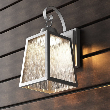12W LED Outdoor Wall Lantern Fixture with Water Glass Shade, 4000K (Cool White), Dimmable, ETL Listed - BUILDMYPLACE