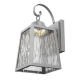 12W LED Outdoor Wall Lantern Fixture with Water Glass Shade, 4000K (Cool White), Dimmable, ETL Listed - BUILDMYPLACE