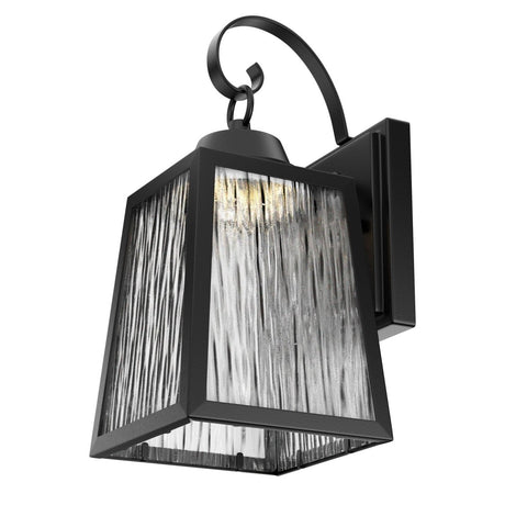 12W LED Outdoor Wall Lantern Fixture with Water Glass Shade, 4000K (Cool White), Dimmable, ETL Listed - BUILDMYPLACE