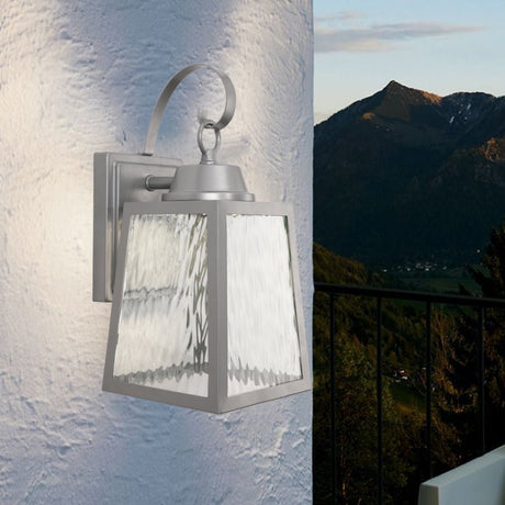 12W LED Outdoor Wall Lantern Fixture with Water Glass Shade, 4000K (Cool White), Dimmable, ETL Listed - BUILDMYPLACE
